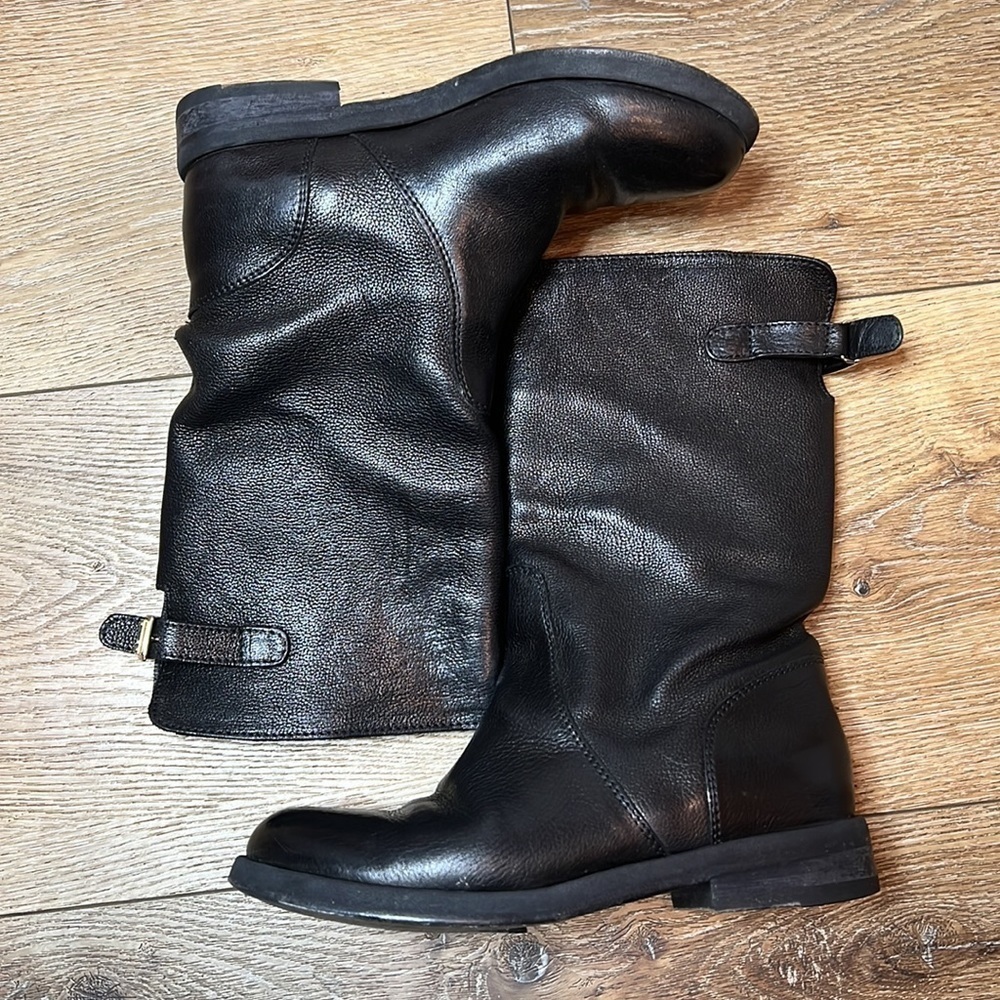 Dolce & Gabbana Black Leather Mid Calf Boots Size 36 1/2